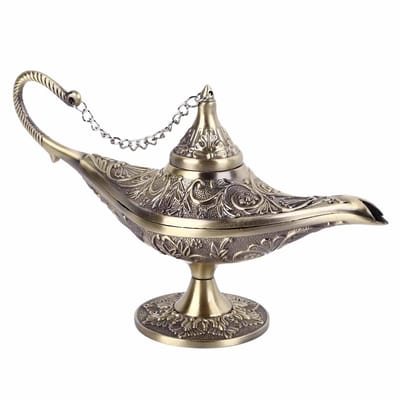 Byshayne- Genie Lamp - Hoogwaardig Metaal - Vintage Wenslicht - Arabische Tafeldecoratie - Duurzaam Ontwerp - Afmetingen 22 x 12 x 7,5 cm - Decoratieve Lamp