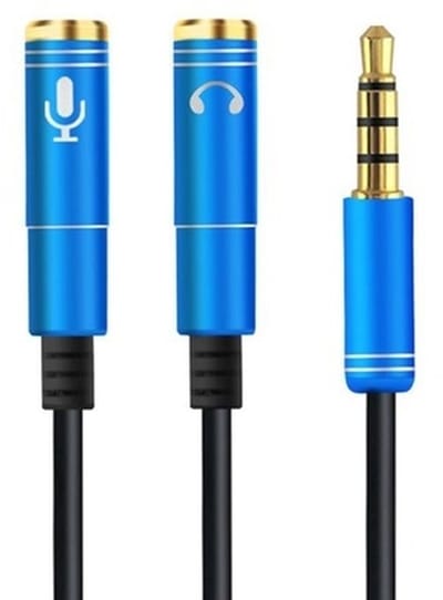Audio Splitter - 3,5 mm Aux naar 2x Jack Female - Splitter Koptelefoon Aux Splitter - 1 Male to 2 Female (Stereo en Microfoon) - Blauw