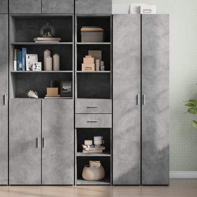 vidaXL - Hoge - kast - 40x42,5x185 - cm - bewerkt - hout - betongrijs