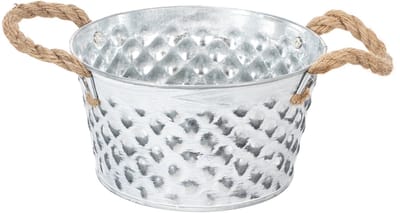 Plaatmetalen schaal met touwgrepen Ø18cm H10cm