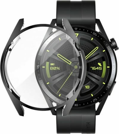 Strap-it TPU case - zwart bescherm hoesje geschikt voor Huawei Watch GT 3 46mm - zwarte beschermhoes voor Huawei Watch GT 3 46mm