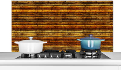 Spatscherm keuken 120x60 cm - Kookplaat achterwand Vintage - Hout - Patronen - Planken - Muurbeschermer - Spatwand fornuis - Hoogwaardig aluminium