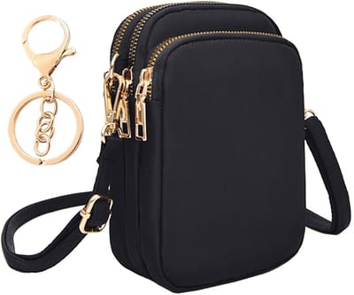 JHUBERS- Schoudertas Lichtgewicht - Verstelbare Schoudertas - Oxford-stof - Waterdicht - Sleutelhanger - Zwart 17x11x5 cm - Handtas