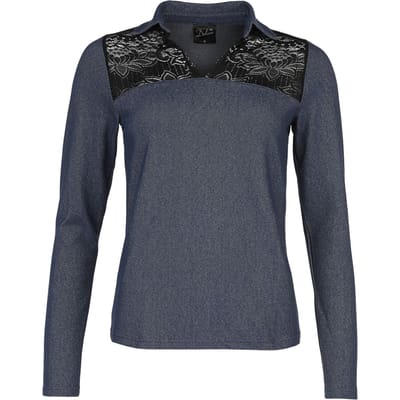 Pussy Deluxe - Rockabilly Shirt met lange mouwen - Wild West Denim Look Longsleeve - S tot XXL - voor Vrouwen - blauw