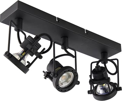QAZQA suplux - Industriele Plafondspot | Spotje | Opbouwspot - 3 lichts - L 36 cm - Zwart - Industrieel - Woonkamer | Slaapkamer | Keuken