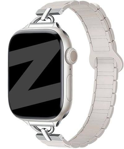 Bandz Magnetische Siliconen Horlogeband ‘Slim’ Sterrenlicht – Geschikt voor Apple Watch 38mm/40mm/41mm/42mm (1/2/3/4/5/6/7/8/9/10/11/SE) – Luxe & Comfortabel Dames Bandje – Stijlvol Smartwatch Design