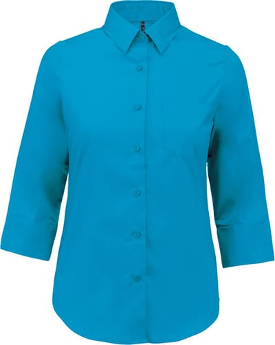 Kariban Overhemd in onderhoudsvriendelijk polykatoen-popeline 3/4-mouwen dames K558 - Bright Turquoise - S