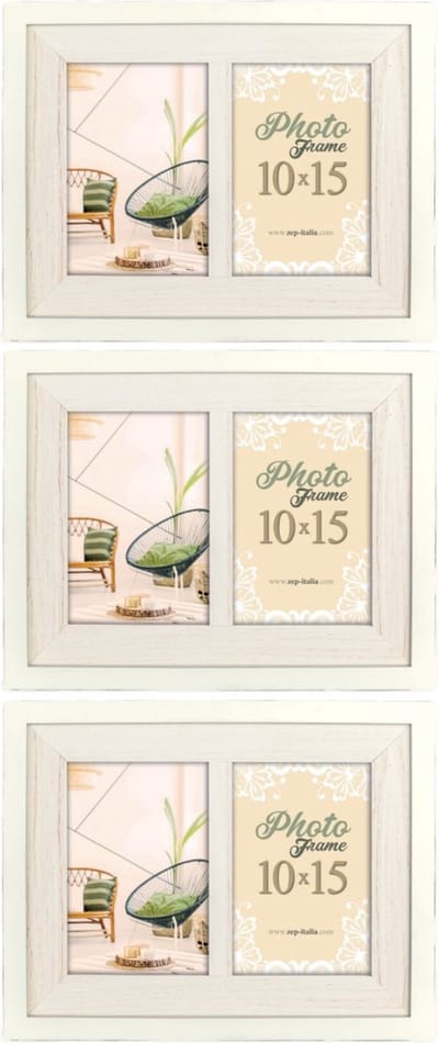 3x stuks fotolijst hout wit 23 x 28 cm geschikt voor twee foto van 10 x 15 cm