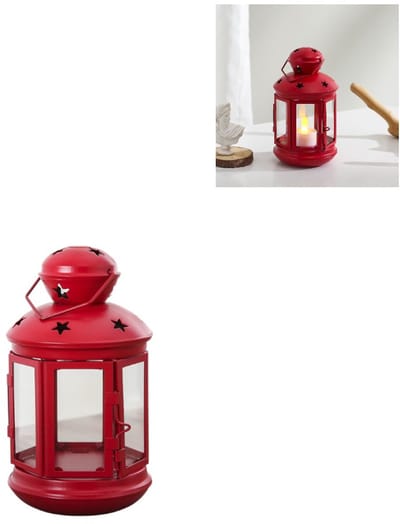Kandelaar - Europese stijl Sterrenkandelaar - Europees ontwerp - Metaal en glas - Met opengewerkt houtsnijwerk - DIY-kerstversiering - Rood
