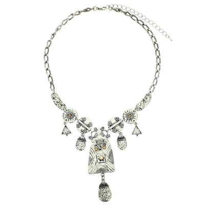 Behave® ketting zilverkleur met bruine stenen 40,5 cm (+ 7,5 cm verlengketting)