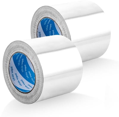 2 Stuks 100mm x 50m Aluminium Zilver Plakband voor Reparatie, Warmtebestendig en Zelfklevend, Ideaal voor Isolatie en Verbindingen