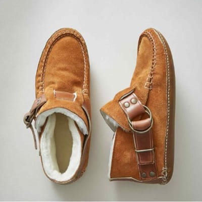Dames Comfortabele Leren Luipaard Flats Herfst Gespschoenen Voor Dames Nieuwe Casual Reis Ademende Damesschoenen Volwassen 38 roodbruin