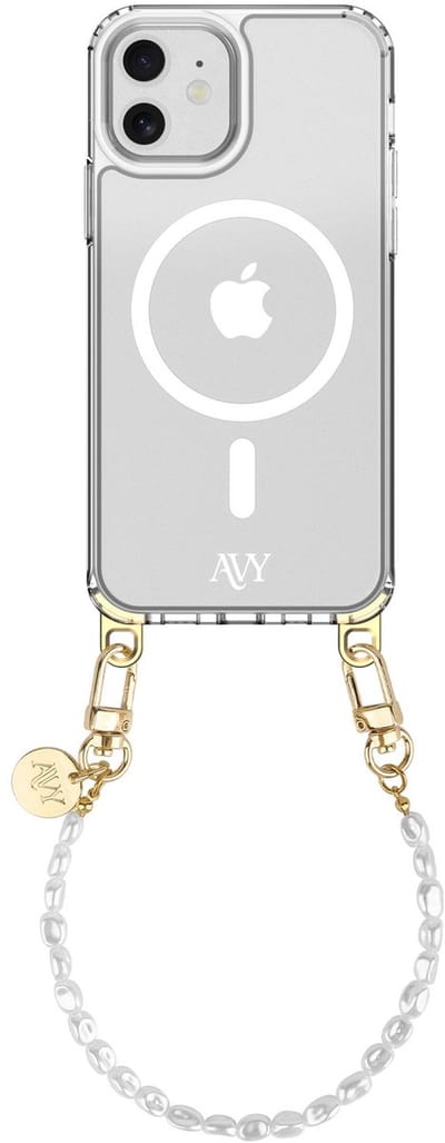 AVY Hoesje geschikt voor Apple iPhone 11 | Compatibel met MagSafe | Clear Case met Telefoonkoord 30CM | Polsband Perla Chic