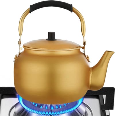 Theewaterkoker - Fornuis ketel - Thee zetten - Lichtgewicht aluminium - 1 liter - Goud