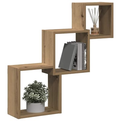 vidaXL - Wandplanken - kubus - 68x15x68cm - bewerkt - hout - artisanaal - eikenkleur