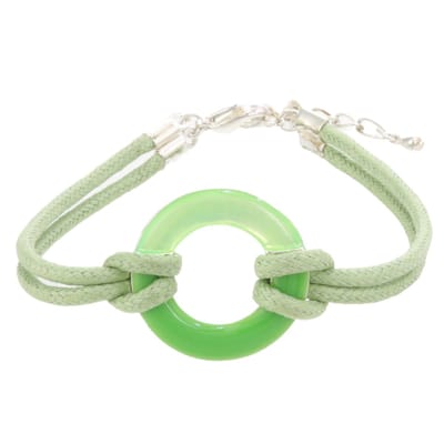 Behave – armband – lichtgroen – zilverkleurig – koord – epoxy detail – verstelbaar
