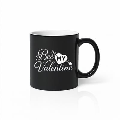 Bee My Valentine 330ml Koffiemok – Romantische Woordgrap Liefdesmok – Schattig Valentijnsdag Cadeau voor Hem & Haar
