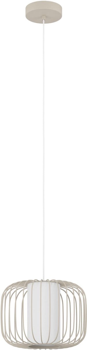 EGLO Terrarosa Hanglamp - E27 - Ø 28,5 cm - Zand|Wit - Staal|Textiel