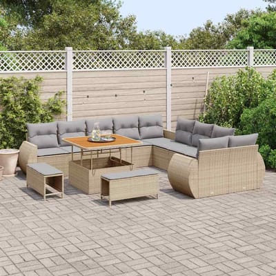 vidaXL - Tuinbank - Set - 13 - st - 13-Aantal - zitplaatsen - beige - en - lichtgrijs