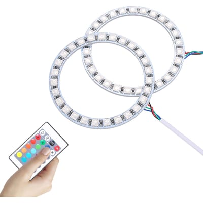 DC12V 10W 2*80MM RGB Multi-gekleurde LED Angel Eyes Halo Ring SMD5050 met Afstandsbediening Helderheid type 1