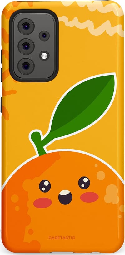 Casetastic Hoesje Geschikt voor Samsung A52 (4G/5G/s) - Stijlvolle Beschermende Duo-layer Case - Vrolijke Sinaasappel