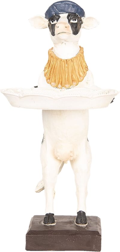 Clayre & Eef Beeld Koe 31 cm Wit Kunststof Woonaccessoires beeld decoratie Decoratieve Accessoires