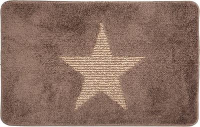 Clayre & Eef Badmat 78x48x1 cm Bruin Polyester Ster