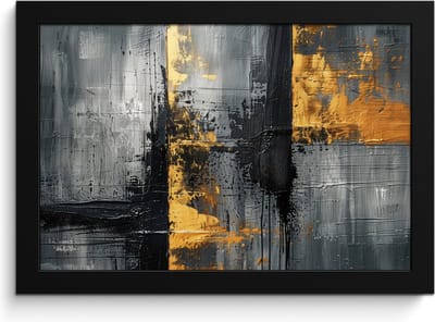 Poster in lijst - Fotolijst 30x20 cm - Posters - Modern - Goud - Grijs - Patroon - Posterlijst zwart - Decoratie - Wanddecoratie woonkamer - Muurdecoratie slaapkamer