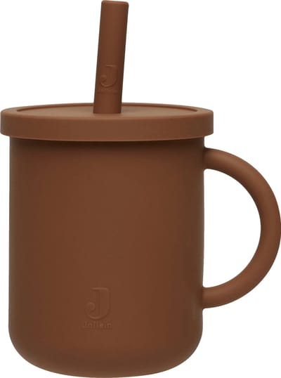 Jollein - Drinkbeker Met Rietje (Caramel) - Siliconen - Baby Drinkberker, Baby Bestek - 6-18 maanden