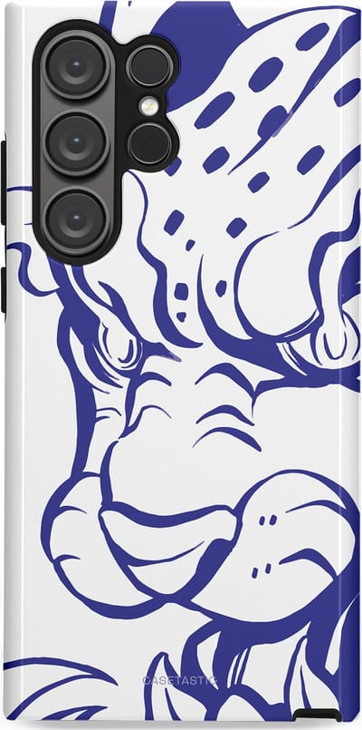 Casetastic Hoesje Geschikt voor Samsung S23 Ultra - Stijlvolle Beschermende Duo-layer Case - Blauwe Panter Hoofd