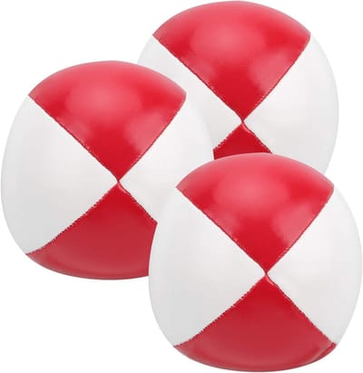 3PCS PU polyurethaan jongleerballen, lichtgewicht jongleerballen, oefen jongleerballen, scheurbestendige jongleerballen voor vrijetijdsbesteding, kantoorontspanning (Rood en Wit)