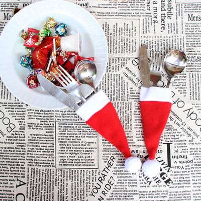 8 Kerstmuts hoesjes voor bestek- eitjes - fles - lolly