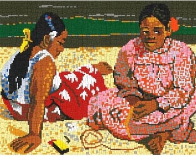 Stickit vrouwen op Tahiti, ca. 8.300 steentjes