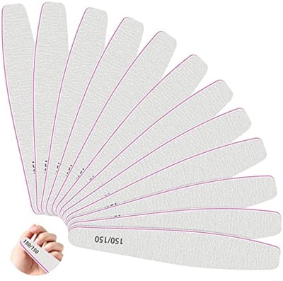 Professionele nagelvijlen set | 12 dubbele nagelvijlen 150/150 voor gel- en acrylnagels | Wasbaar en herbruikbaar | Perfect voor nagelstudio's en thuisgebruik