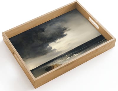 Dienblad hout 40x30 cm - Schootdienblad - Kust - Golven - Rots - Storm - Borrelplank rechthoek - Plateau dienbladen