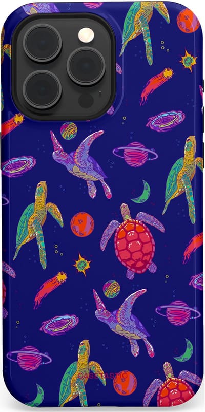 Casetastic Hoesje Geschikt voor Apple iPhone 15 Pro Max Magsafe - Stijlvolle Beschermende Duo-layer Case - Kosmische schildpad