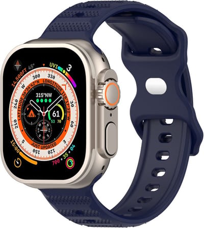 Siliconen bandje - geschikt voor Apple Watch 1/2/3/4/5/6/7/8/9/10/11/ SE (1,2,3) met maat 38 mm / 40 mm / 41 mm en 42 mm (Watch 10/11) - donkerblauw