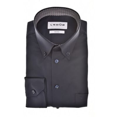 Ledûb Overhemd Uni Color Button-Down Subtle Contrast Navy / male