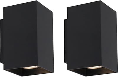 QAZQA sandy - Moderne Wandlamp Up Down voor binnen - 2 stuks - D 10 cm - Zwart - Woonkamer | Slaapkamer | Keuken