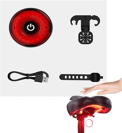 KZQ Fiets achterlicht aluminium met richtingaanwijzer flowing sensormodus Type-C oplaadbaar IPX5 waterdicht voor motor en fiets