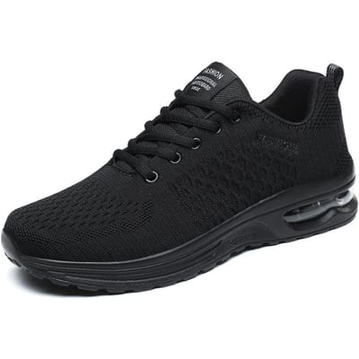 Schoenen Heren plus Maat Zomer Vliegend Geweven Heren Ademende Schoenen Lichtgewicht Luchtkussen Heren Sneaker Sneakers 44 zwart