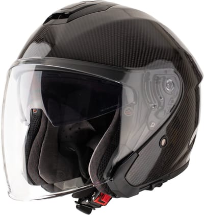 VINZ Bayburt Carbon Jethelm met Zonnevizier | Lichtgewicht & Extra Veilig ECE 22.06 | Luxe Scooterhelm / Motor Helm met Twee Vizieren - Zwart - S