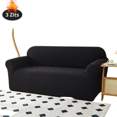 Livano Bankhoes - Bankbeschermer - Stretch - Sofa Cover - Effen - Zwart - 3 Zits