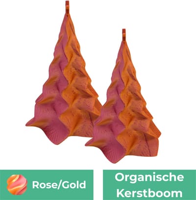 Organische kerstboom set – Decoratief object – Roze / Goud - 3d geprinte object – Winter woondecoratie – 15CM & 20CM