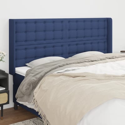 vidaXL - Hoofdbord - met - randen - 183x16x118/128 - cm - stof - blauw