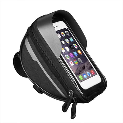 Support de téléphone étanche pour vélo Sac Pochette Réfléchissant Universel Pochette pour Guidon Arrière Étui Transparent Tactile noir