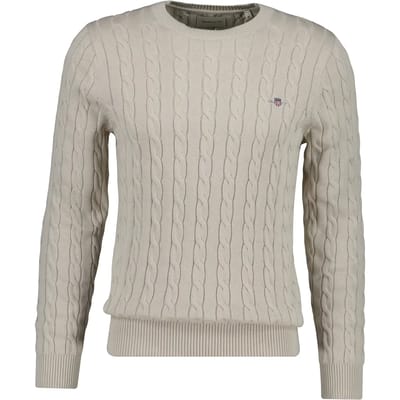 Gant Trui Cotton Cable Ronde Hals Clay Beige / male