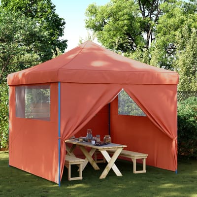 vidaXL - Partytent - inklapbaar - pop-up - met - 4 - zijwanden - terracottakleurig