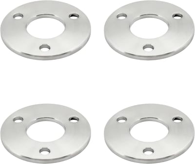 Ronde RVS Bodemplaat 85mm met 3 Gaten voor Ø 42,4 mm Leuning of Paalbevestiging