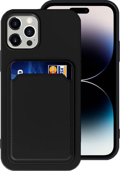 Geschikt voor iPhone 14 Pro Pasjes houder Hoesje Case - Portemonnee Hoesje Cover - Zwart